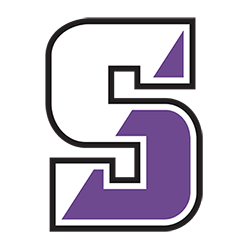 white and purple logo
