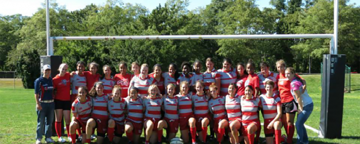 team under the rugby posts