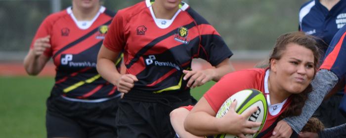 King's College Women's rugby go into contact against DeSales