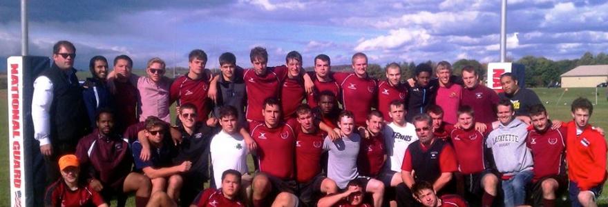 the full rugby team under the posts