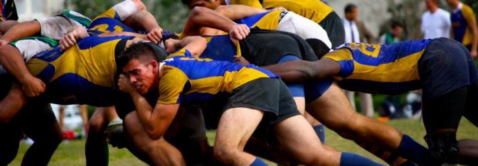 Ave Maria rugby men in action