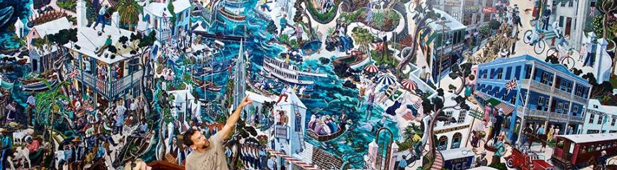 Hall of History Mural at Bermuda's National Museum