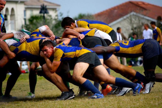 Ave Maria rugby men in action