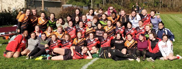 players line up from the OVWCRC rugby conference