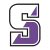 white and purple logo