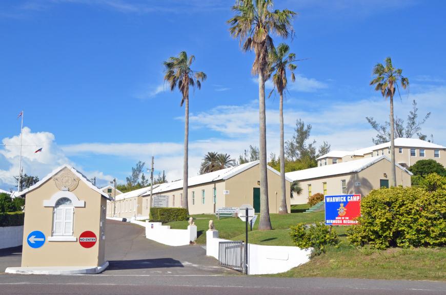 Warwick Camp Entrance and Buildings in Bermuda Warwick Camp Entrance